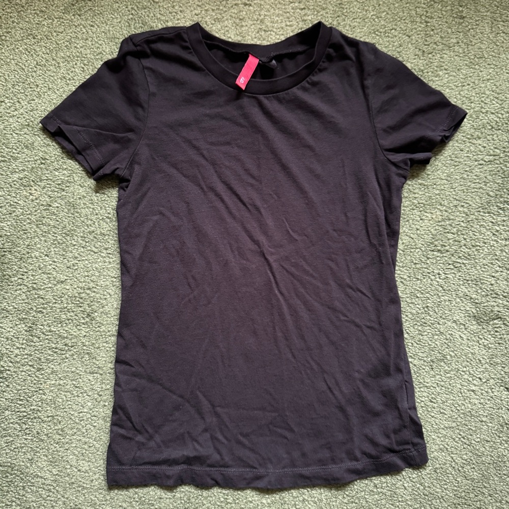 H&M Divided Black Cotton Crew Neck Short Sleeve T-Shirt Size 6 Fits XS Small